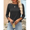 image:imageANRABESS Women 34 Length Sleeve Tops 2026 Summer Tshirts Boat Neck Tunic Shirt Basic Tee Blouse Fall Travel Outfits ClothesBlack