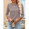 image:imageANRABESS Women 34 Length Sleeve Tops 2026 Summer Tshirts Boat Neck Tunic Shirt Basic Tee Blouse Fall Travel Outfits ClothesLight Coffee