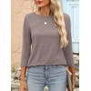 image:imageANRABESS Women 34 Length Sleeve Tops 2026 Summer Tshirts Boat Neck Tunic Shirt Basic Tee Blouse Fall Travel Outfits ClothesLight Coffee