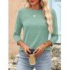 image:imageANRABESS Women 34 Length Sleeve Tops 2026 Summer Tshirts Boat Neck Tunic Shirt Basic Tee Blouse Fall Travel Outfits ClothesLight Green