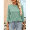 image:imageANRABESS Women 34 Length Sleeve Tops 2026 Summer Tshirts Boat Neck Tunic Shirt Basic Tee Blouse Fall Travel Outfits ClothesLight Green