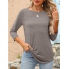 image:imageANRABESS Women 34 Length Sleeve Tops 2026 Summer Tshirts Boat Neck Tunic Shirt Basic Tee Blouse Fall Travel Outfits ClothesLight Khaki