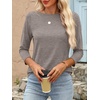 image:imageANRABESS Women 34 Length Sleeve Tops 2026 Summer Tshirts Boat Neck Tunic Shirt Basic Tee Blouse Fall Travel Outfits ClothesLight Khaki