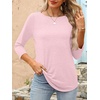 image:imageANRABESS Women 34 Length Sleeve Tops 2026 Summer Tshirts Boat Neck Tunic Shirt Basic Tee Blouse Fall Travel Outfits ClothesLight Pink