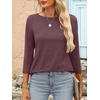 image:imageANRABESS Women 34 Length Sleeve Tops 2026 Summer Tshirts Boat Neck Tunic Shirt Basic Tee Blouse Fall Travel Outfits ClothesMaroon