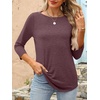 image:imageANRABESS Women 34 Length Sleeve Tops 2026 Summer Tshirts Boat Neck Tunic Shirt Basic Tee Blouse Fall Travel Outfits ClothesMaroon