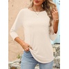 image:imageANRABESS Women 34 Length Sleeve Tops 2026 Summer Tshirts Boat Neck Tunic Shirt Basic Tee Blouse Fall Travel Outfits ClothesParchment