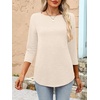 image:imageANRABESS Women 34 Length Sleeve Tops 2026 Summer Tshirts Boat Neck Tunic Shirt Basic Tee Blouse Fall Travel Outfits ClothesParchment