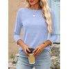 image:imageANRABESS Women 34 Length Sleeve Tops 2026 Summer Tshirts Boat Neck Tunic Shirt Basic Tee Blouse Fall Travel Outfits ClothesSky Blue