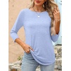 image:imageANRABESS Women 34 Length Sleeve Tops 2026 Summer Tshirts Boat Neck Tunic Shirt Basic Tee Blouse Fall Travel Outfits ClothesSky Blue