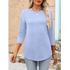 image:imageANRABESS Women 34 Length Sleeve Tops 2026 Summer Tshirts Boat Neck Tunic Shirt Basic Tee Blouse Fall Travel Outfits ClothesSky Blue