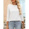 image:imageANRABESS Women 34 Length Sleeve Tops 2026 Summer Tshirts Boat Neck Tunic Shirt Basic Tee Blouse Fall Travel Outfits ClothesWhite