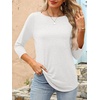image:imageANRABESS Women 34 Length Sleeve Tops 2026 Summer Tshirts Boat Neck Tunic Shirt Basic Tee Blouse Fall Travel Outfits ClothesWhite