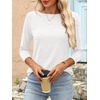 image:imageANRABESS Women 34 Length Sleeve Tops 2026 Summer Tshirts Boat Neck Tunic Shirt Basic Tee Blouse Fall Travel Outfits ClothesWhite