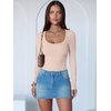 image:imageANRABESS Women Scoop Neck Bodysuits Long Sleeve Tops 2026 Fall Slim Fit Ribbed Knit Sexy Soft Basic Shirts Fashion OutfitsBeige