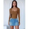 image:imageANRABESS Women Scoop Neck Bodysuits Long Sleeve Tops 2026 Fall Slim Fit Ribbed Knit Sexy Soft Basic Shirts Fashion OutfitsCamel