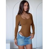 image:imageANRABESS Women Scoop Neck Bodysuits Long Sleeve Tops 2026 Fall Slim Fit Ribbed Knit Sexy Soft Basic Shirts Fashion OutfitsCamel