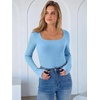 image:imageANRABESS Women Scoop Neck Bodysuits Long Sleeve Tops 2026 Fall Slim Fit Ribbed Knit Sexy Soft Basic Shirts Fashion OutfitsLight Blue