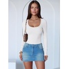 image:imageANRABESS Women Scoop Neck Bodysuits Long Sleeve Tops 2026 Fall Slim Fit Ribbed Knit Sexy Soft Basic Shirts Fashion OutfitsWhite