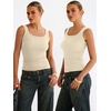 image:imageANRABESS Women Tank Tops Square Neck Fitted Tops 2026 Summer Basic Slim Sleeveless Shirts Casual Cute Travel Vacation ClothesAlmond