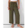 image:imageANRABESS Women Wide Leg Pants Summer Palazzo High Waisted Casual Loose Lounge Flowy Capri Cropped Beach Trousers Work OutfitsArmy Green