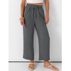 image:imageANRABESS Women Wide Leg Pants Summer Palazzo High Waisted Casual Loose Lounge Flowy Capri Cropped Beach Trousers Work OutfitsDark Gray