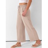 image:imageANRABESS Women Wide Leg Pants Summer Palazzo High Waisted Casual Loose Lounge Flowy Capri Cropped Beach Trousers Work OutfitsParchment