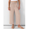 image:imageANRABESS Women Wide Leg Pants Summer Palazzo High Waisted Casual Loose Lounge Flowy Capri Cropped Beach Trousers Work OutfitsParchment