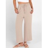 image:imageANRABESS Women Wide Leg Pants Summer Palazzo High Waisted Casual Loose Lounge Flowy Capri Cropped Beach Trousers Work OutfitsParchment