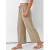 image:imageANRABESS Women Wide Leg Pants Summer Palazzo High Waisted Casual Loose Lounge Flowy Capri Cropped Beach Trousers Work OutfitsYellow Khaki