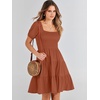 image:imageANRABESS Womens 2026 Summer Casual Dress Square Neck Puff Sleeve Boho Beach Vacation Short DressBrown