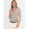 image:imageANRABESS Womens 34 Length Sleeve Ribbed Knit TopsampShirts V Neck Slim Fit Soft Medium Stretch Summer Casual Basic OutfitsBeige