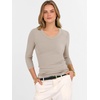 image:imageANRABESS Womens 34 Length Sleeve Ribbed Knit TopsampShirts V Neck Slim Fit Soft Medium Stretch Summer Casual Basic OutfitsBeige