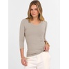image:imageANRABESS Womens 34 Length Sleeve Ribbed Knit TopsampShirts V Neck Slim Fit Soft Medium Stretch Summer Casual Basic OutfitsBeige