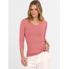 image:imageANRABESS Womens 34 Length Sleeve Ribbed Knit TopsampShirts V Neck Slim Fit Soft Medium Stretch Summer Casual Basic OutfitsCoral Pink