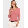 image:imageANRABESS Womens 34 Length Sleeve Ribbed Knit TopsampShirts V Neck Slim Fit Soft Medium Stretch Summer Casual Basic OutfitsCoral Pink