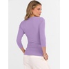 image:imageANRABESS Womens 34 Length Sleeve Ribbed Knit TopsampShirts V Neck Slim Fit Soft Medium Stretch Summer Casual Basic OutfitsLight Purple