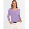 image:imageANRABESS Womens 34 Length Sleeve Ribbed Knit TopsampShirts V Neck Slim Fit Soft Medium Stretch Summer Casual Basic OutfitsLight Purple