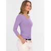 image:imageANRABESS Womens 34 Length Sleeve Ribbed Knit TopsampShirts V Neck Slim Fit Soft Medium Stretch Summer Casual Basic OutfitsLight Purple