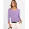 image:imageANRABESS Womens 34 Length Sleeve Ribbed Knit TopsampShirts V Neck Slim Fit Soft Medium Stretch Summer Casual Basic OutfitsLight Purple