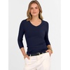 image:imageANRABESS Womens 34 Length Sleeve Ribbed Knit TopsampShirts V Neck Slim Fit Soft Medium Stretch Summer Casual Basic OutfitsNavy Blue
