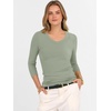 image:imageANRABESS Womens 34 Length Sleeve Ribbed Knit TopsampShirts V Neck Slim Fit Soft Medium Stretch Summer Casual Basic OutfitsSage Green