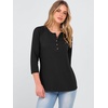 image:imageANRABESS Womens 34 Sleeve Length Waffle Knit Tops Dressy Casual V Neck Button Henley Shirts 2026 Spring Basic Tee ClothesBlack