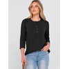 image:imageANRABESS Womens 34 Sleeve Length Waffle Knit Tops Dressy Casual V Neck Button Henley Shirts 2026 Spring Basic Tee ClothesBlack