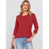 image:imageANRABESS Womens 34 Sleeve Length Waffle Knit Tops Dressy Casual V Neck Button Henley Shirts 2026 Spring Basic Tee ClothesBright Red