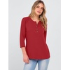 image:imageANRABESS Womens 34 Sleeve Length Waffle Knit Tops Dressy Casual V Neck Button Henley Shirts 2026 Spring Basic Tee ClothesBright Red