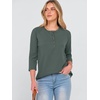 image:imageANRABESS Womens 34 Sleeve Length Waffle Knit Tops Dressy Casual V Neck Button Henley Shirts 2026 Spring Basic Tee ClothesDeep Army Green