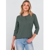 image:imageANRABESS Womens 34 Sleeve Length Waffle Knit Tops Dressy Casual V Neck Button Henley Shirts 2026 Spring Basic Tee ClothesDeep Army Green