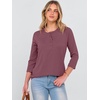 image:imageANRABESS Womens 34 Sleeve Length Waffle Knit Tops Dressy Casual V Neck Button Henley Shirts 2026 Spring Basic Tee ClothesMauve