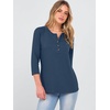 image:imageANRABESS Womens 34 Sleeve Length Waffle Knit Tops Dressy Casual V Neck Button Henley Shirts 2026 Spring Basic Tee ClothesNavy Blue
